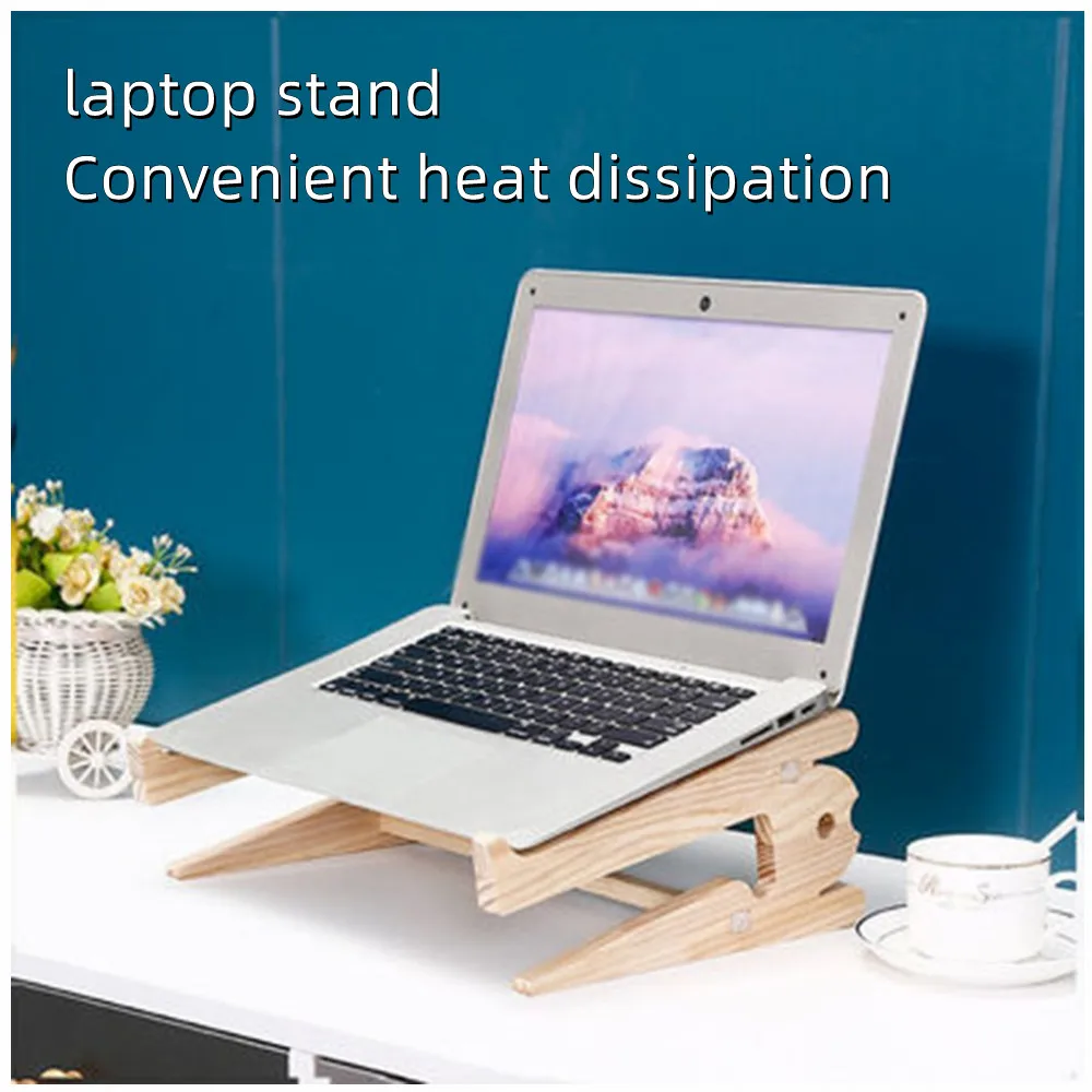 Universal 10-17 Inch Wooden Laptop Holder Detachable Base Stand Computer Cooling Bracket Suitable For Notebook Laptop Tablet