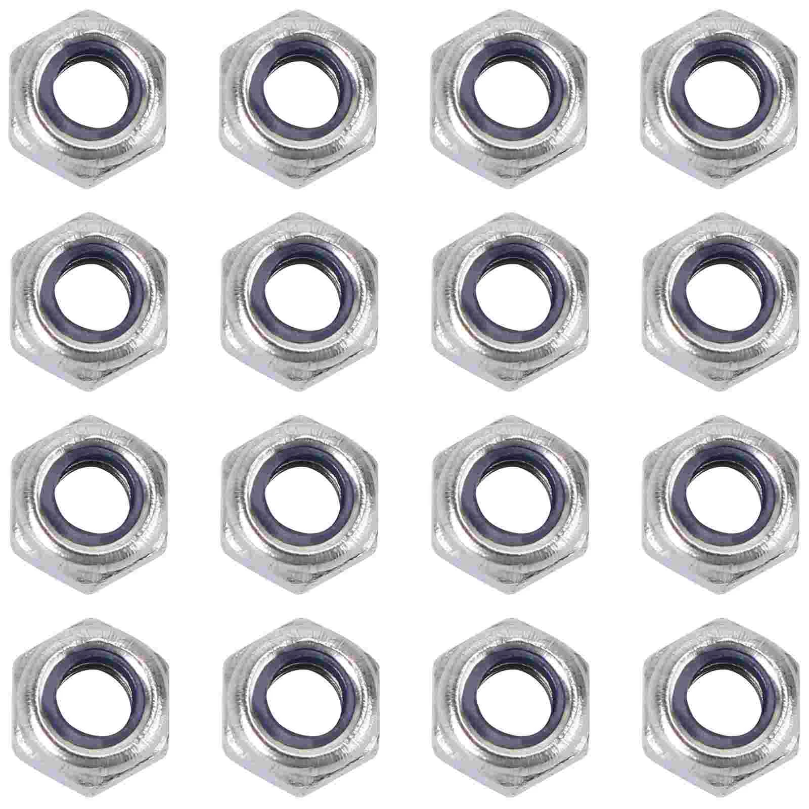 100pcs Lock Nuts Precision Screw Nuts 304 Stainless Steel with Nylon Insert