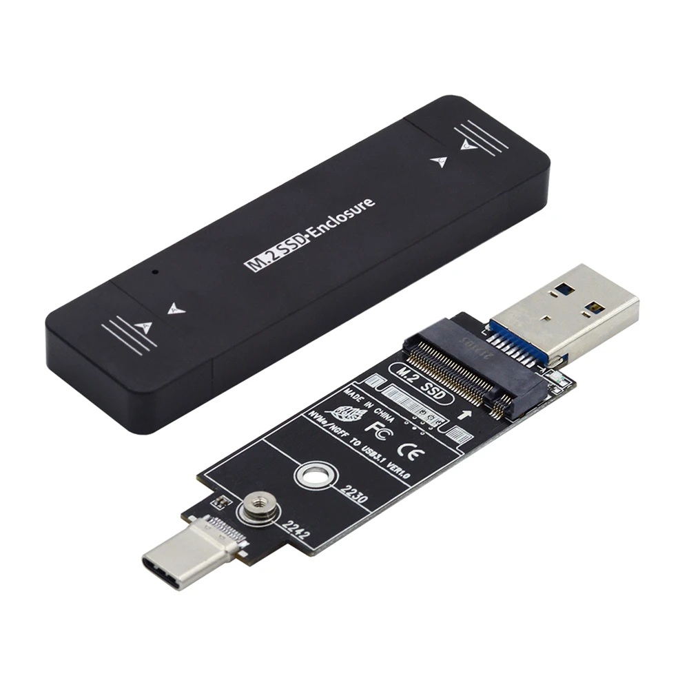 To NVME M-key M.2 NGFF SATA SSD PCBA Case 2230/2242mm Adapter Combo Type-C & USB3.0 RTL9210B Chipset