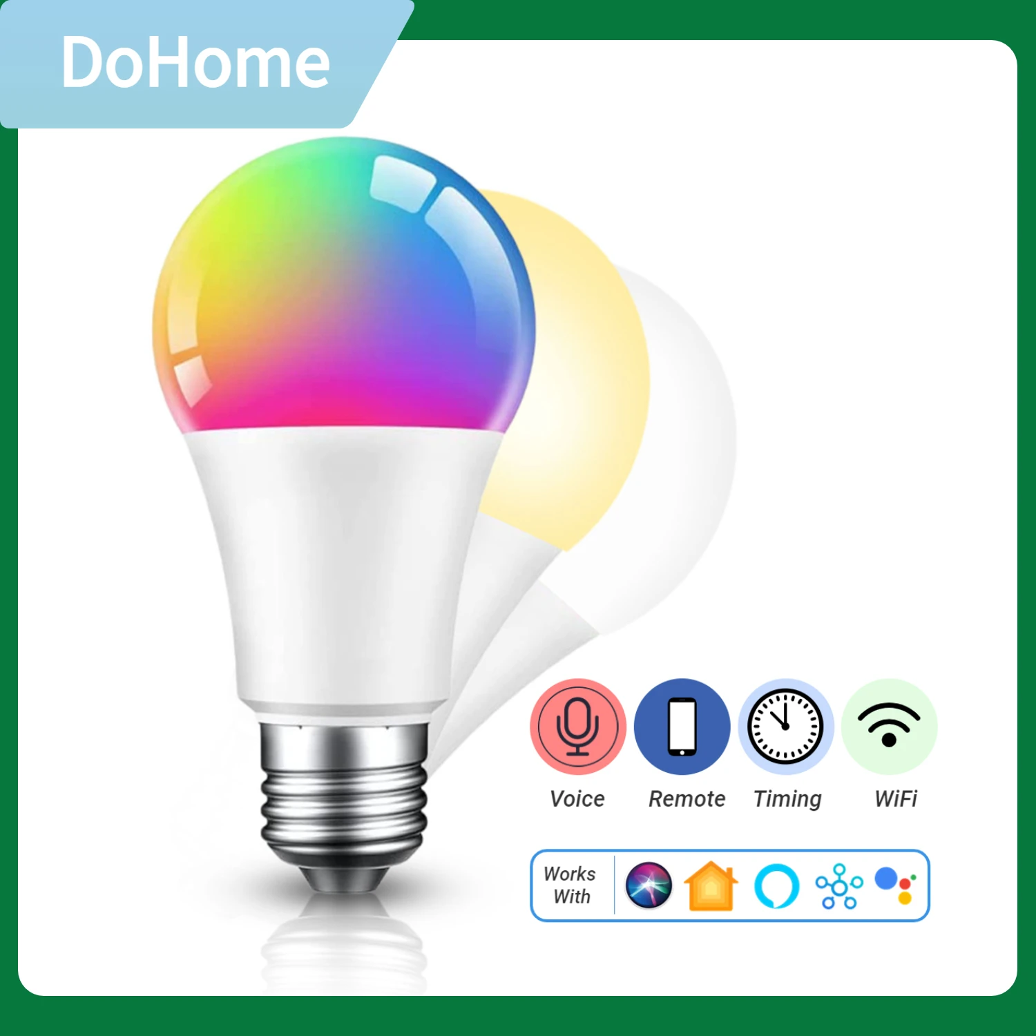 

Apple HomeKit Siri WiFi Smart LED Bulb RGBCW Multicolor Dimmable Light Bulb E27 A60 9W 2700K-6500K,Works With Alexa &SmartThings