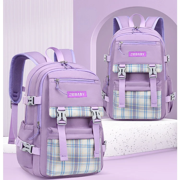 Primary School Students Grade 1-6-9 Girls Sweet Simple Backpacks New High-capacity Leisure Checked Schoolbags Back To School Hot