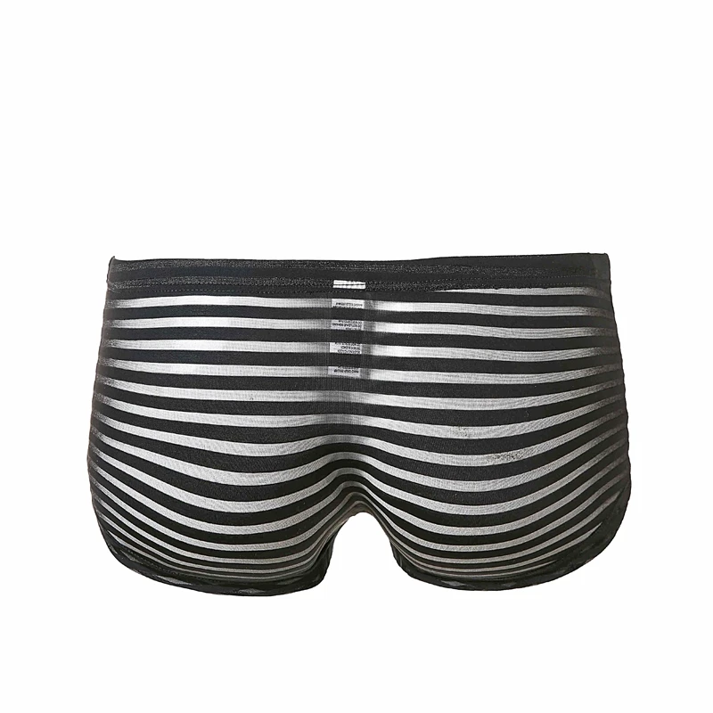 Горячее Мужское нижнее белье боксеры сексуальные полосатые нейлоновые