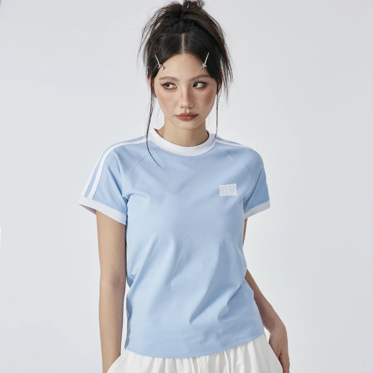 UFZ солнцезащитная крутая быстросохнущая короткая футболка на плечо Gyaru