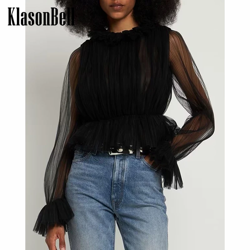 

7.20 KlasonBell Elegant Ruffle Mesh Blouse Women