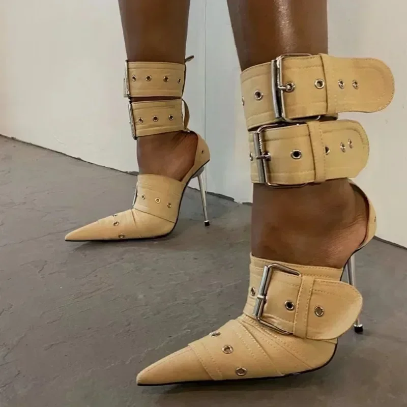 2023 European And American Fashion Show Shaped Heel Denim Women's Single Shoe Sexy Thin High Short Boots