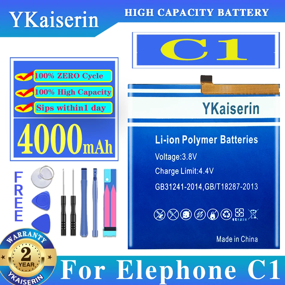 

Аккумулятор ykaisсеребрин для Elephone 4000 мАч, аккумуляторы для Elephone C1