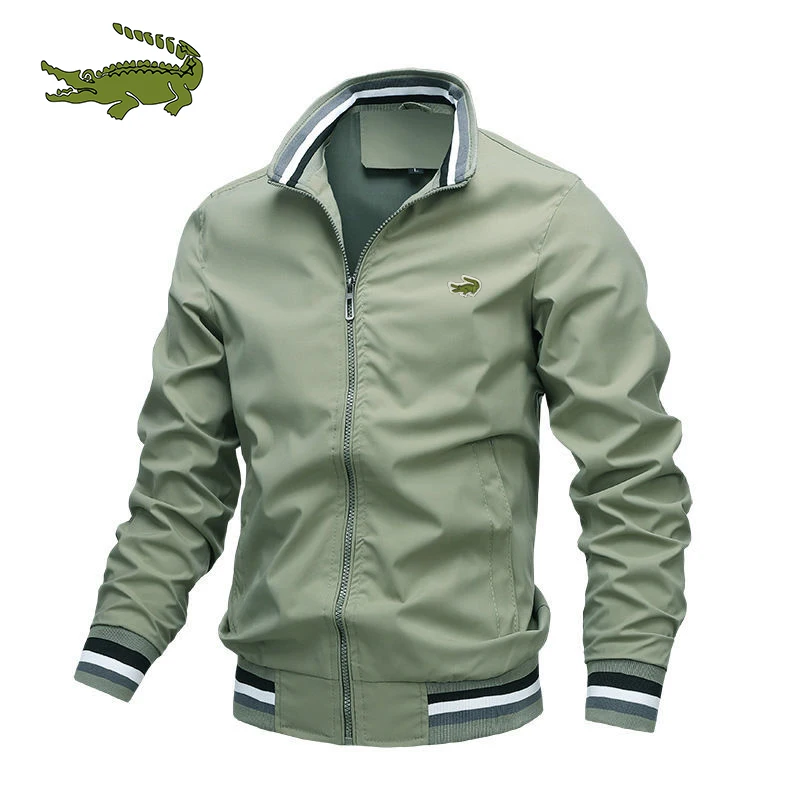 

Embroidery CARTELO Men's Business Fashion Jacket Stand Collar Casual Zipper Jacket Outdoor Sports Coat Windbreaker