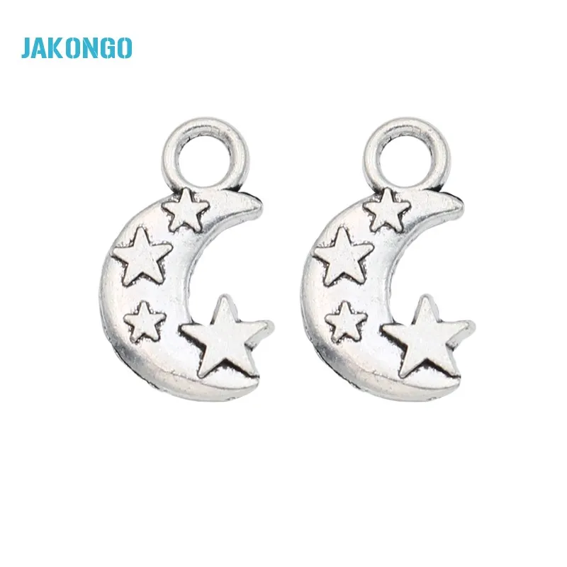 

10pcs Antique Silver Plated Moon Star Charms Pendants for Jewelry Making Bracelet DIY Earrings Handmade 19x11mm