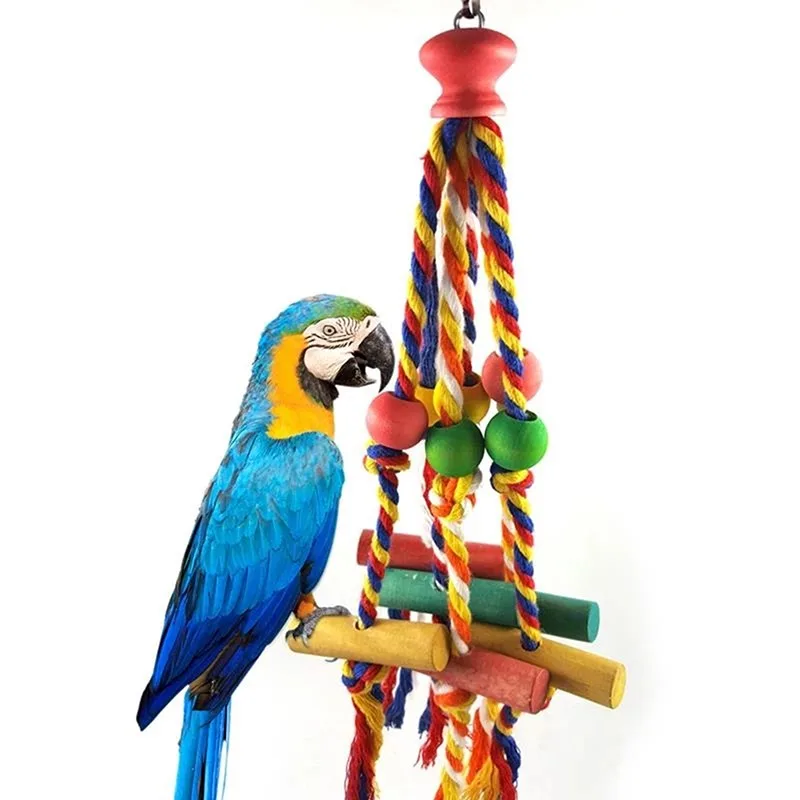 

Pet Bird Chewing Toy Cotton Rope Parrot Toy Bite Bridge Bird Tearing Toys Cockatiels Training Hang Swings Birds Cage Supplies