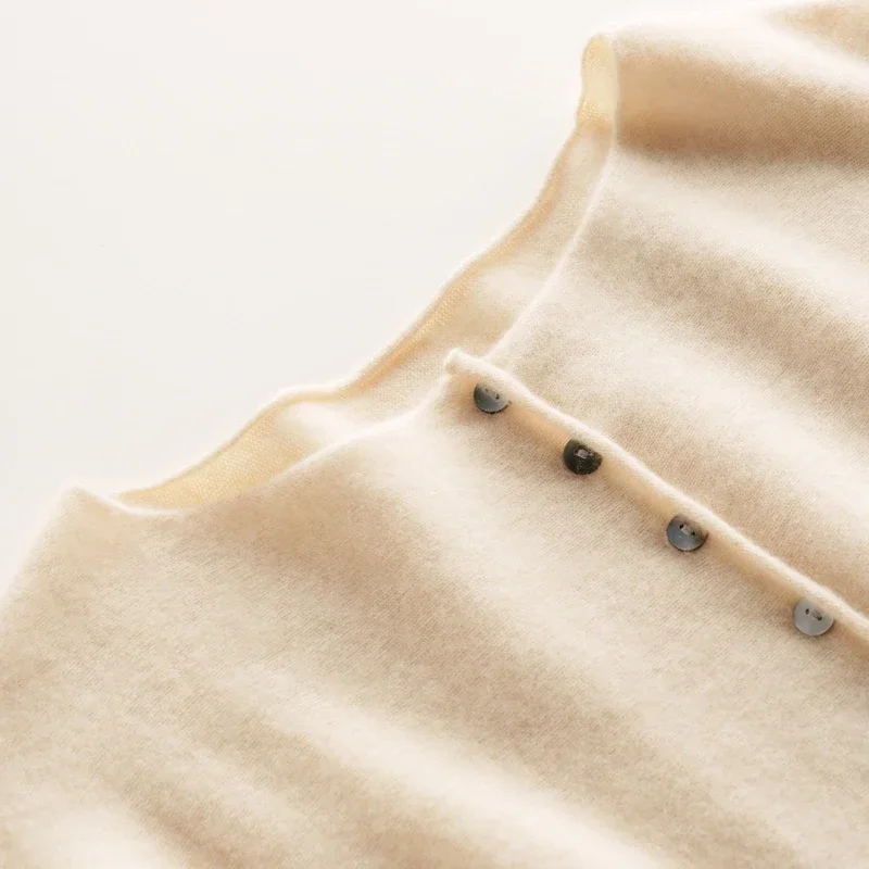 Женский кашемировый свитер из овечьей шерсти трикотажный кардиган с круглым