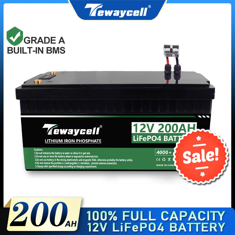 

NEW 100AH 200AH 12V Lifepo4 Battery 48V RV Solar Wind Off-Road Off-grid Electric Boat motor 12.8V Power Battery EU US TAX FREE