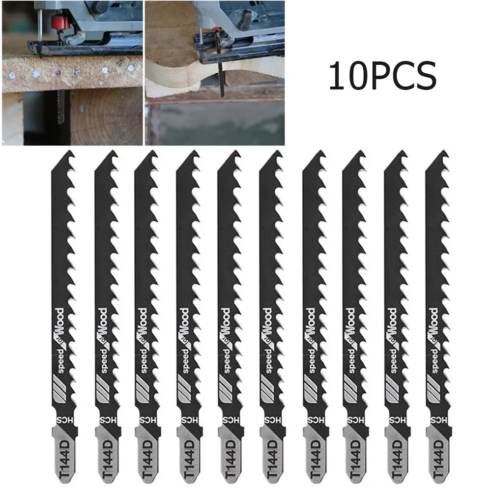 

10Pcs T144D HCS Jigsaw Blades 100mm Long Reciprocating Saw Blade Curve Saw Blade Set For High Speed Wood Cutting