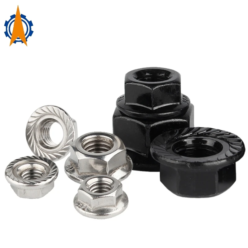 

M3-M6 M8 M10 M12 M14 M16 M20 304/316/ Black304 Stainless Steel Hexagon Flange Nuts Slip Serrated Spinlock Hex Metal Lock Nut