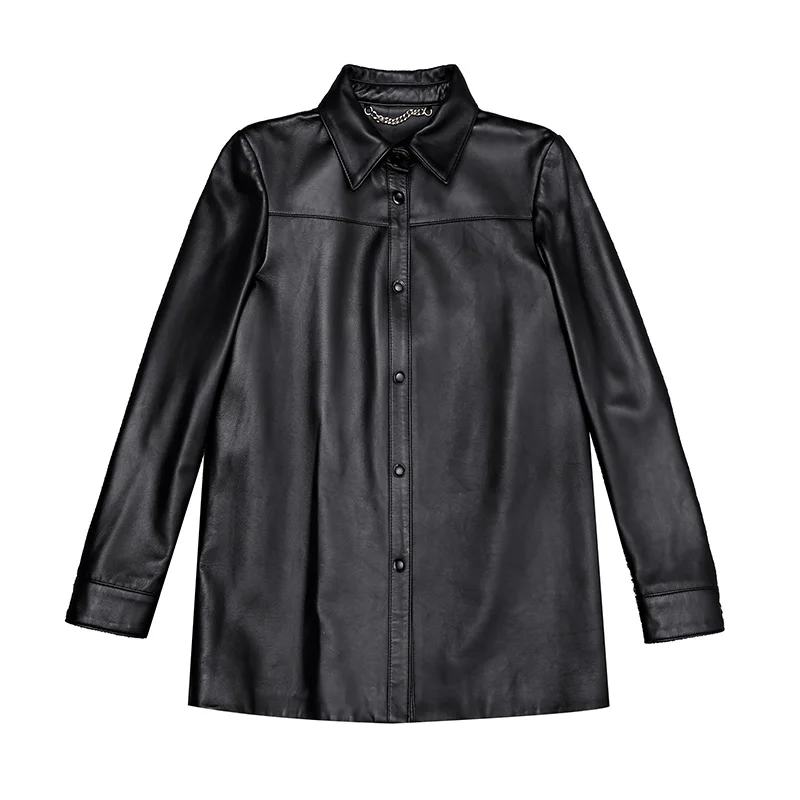 Genuine Leather Jackets 2023 New Spring Sheep Coat Mid Length Women Blazers Motorcycle Fashion Jackets Streetwear TF3924