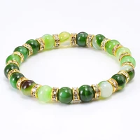 diamond ring agate green bracelet bracelet 8mm beads elastic popular jewelry bracelet women wholesale charm luxury boho gemstone