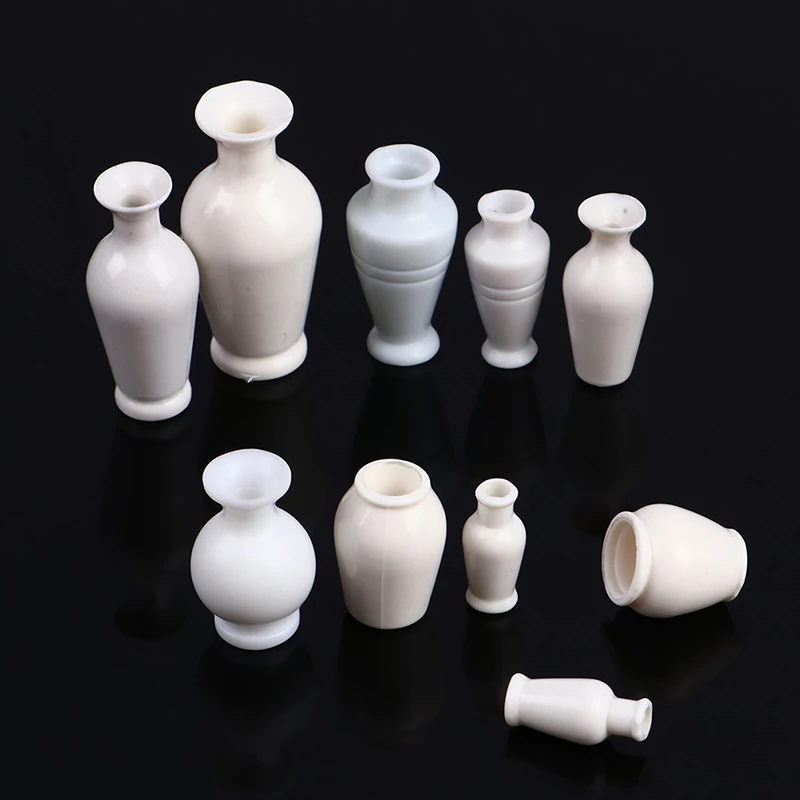 

5pcs Dollhouse Mini Ceramic Porcelain Vase Accessories White Mini Doll House Miniatures 1:12 Accessories Decorative Miniature