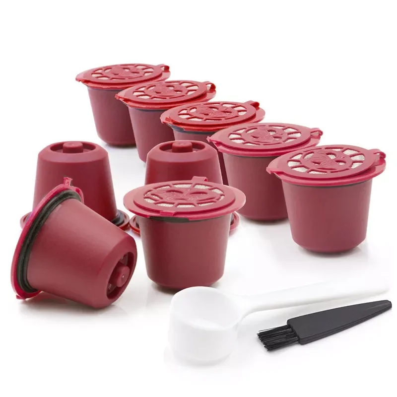 

Capsule Refillable Coffee Capsule Filter Cup for Nespresso Machine Capsule Filter Cups Spoon Brush