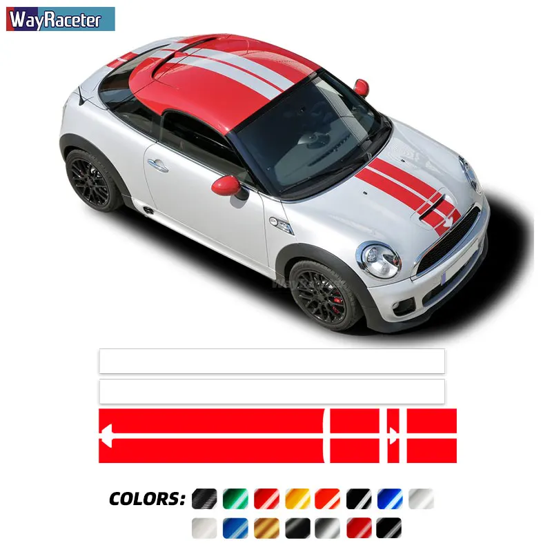 Автомобильный капот полосатая наклейка крыша двигателя фотоэлемент для мини