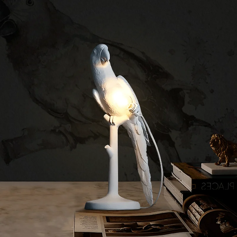 

Креативные настольные лампы из смолы с животными, попугаями, Скандинавская лампа для гостиной, спальни, кабинета, детской комнаты, прикрова...