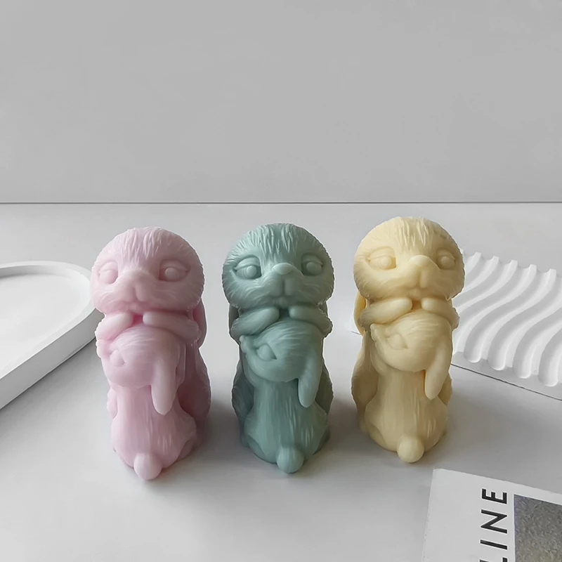 Пасхальная форма для подсвечника силиконовая 3D с кроликом формы свечей
