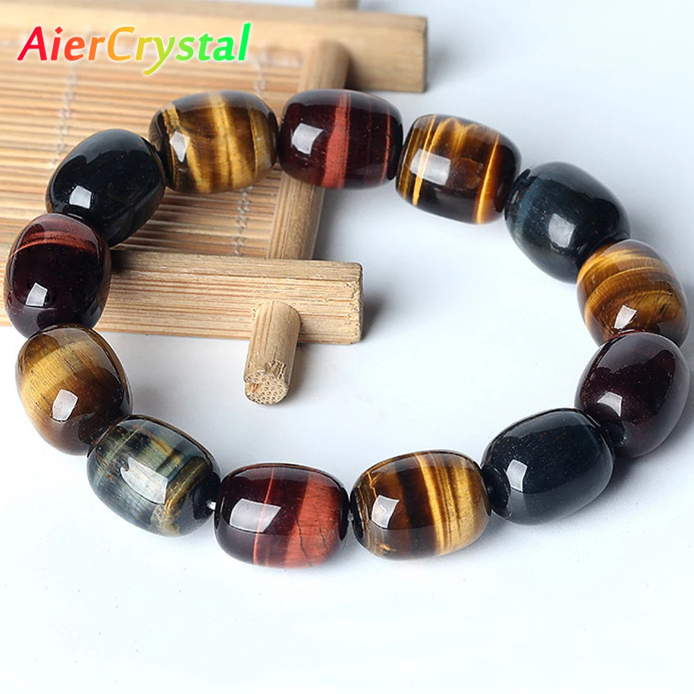 Натуральный трехцветный браслет из бисера Тигровый глаз с камнем Пупа рейки