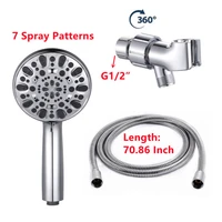 3 pcsset high pressure shower head set with holder and hose 7 modes water saving nozzle holes rainfall handheld shower head