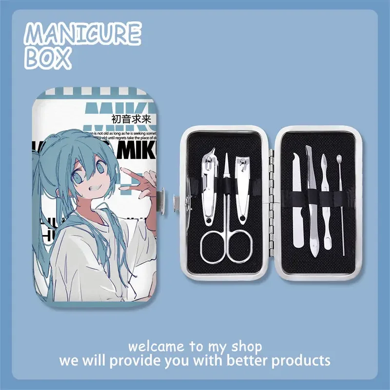 

New Japanese cartoon anime Hatsune Miku nail clipper set scissors manicure manicure tools stainless steel 7-piece set ear spoon