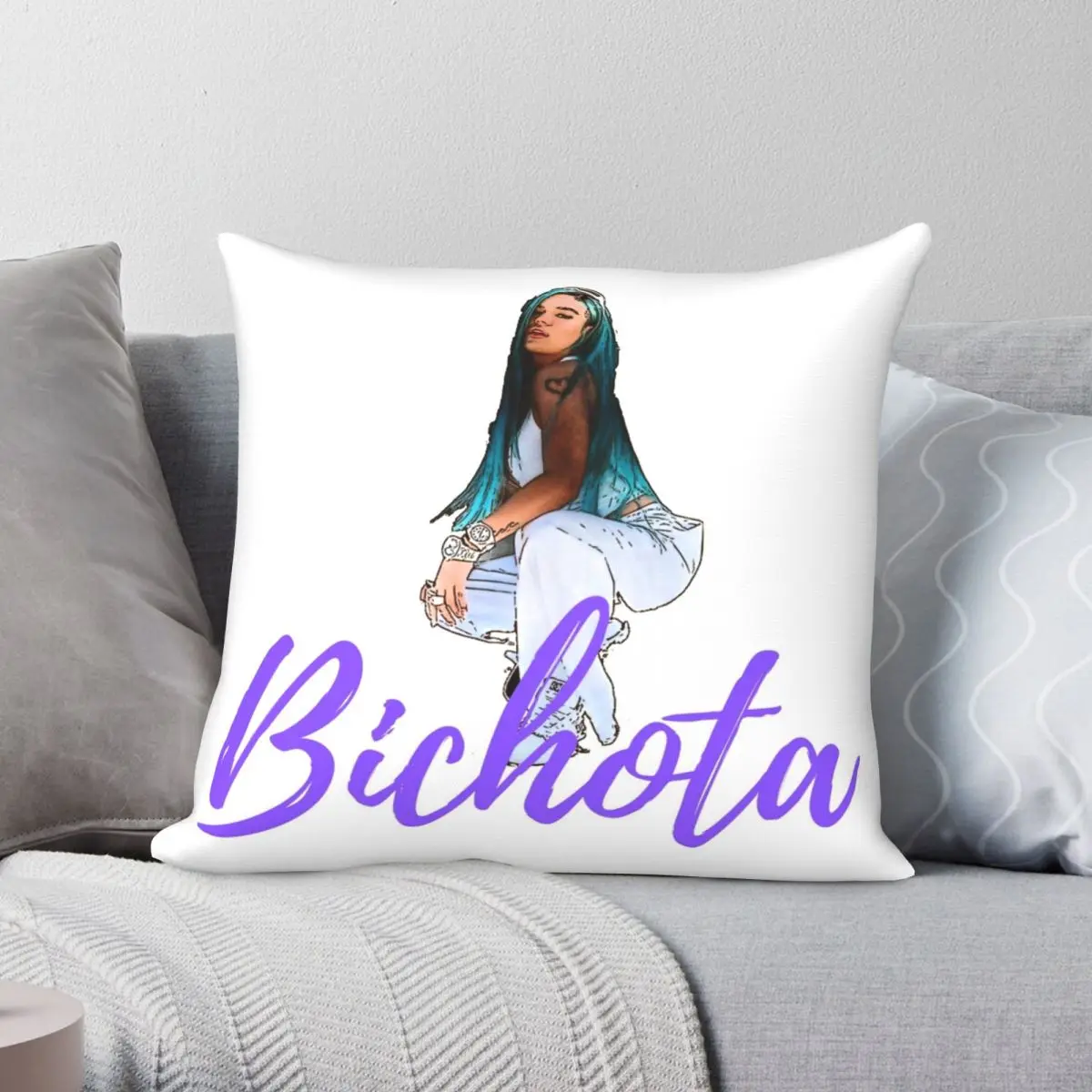 

Karol G Bichota Square Pillowcase Polyester Linen Velvet Pattern Zip Decor Home Cushion Case