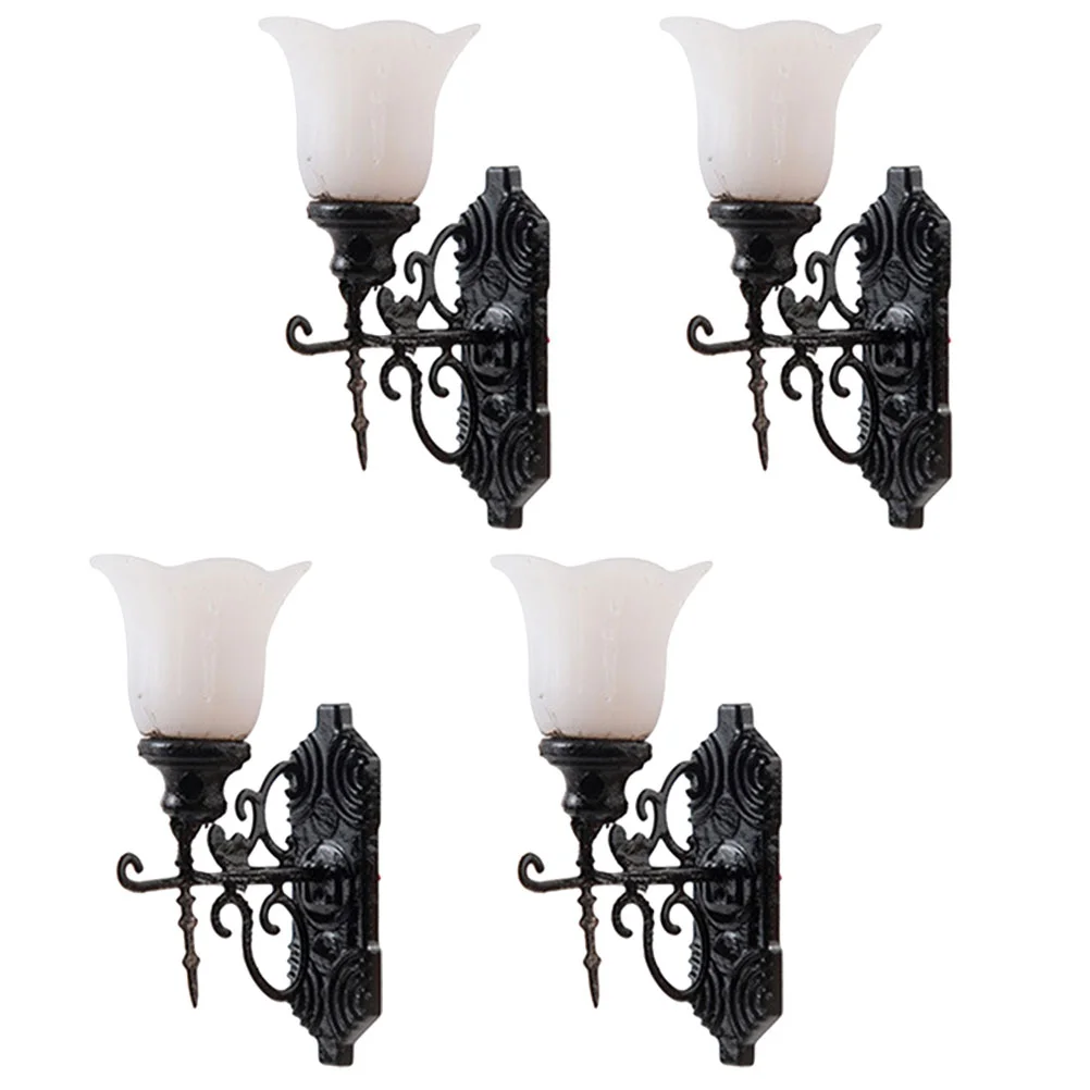 

4 Pcs Baby Dollhouse Wall Light Tiny Home Furniture Miniature Lamp Abs Sand Table Decorative