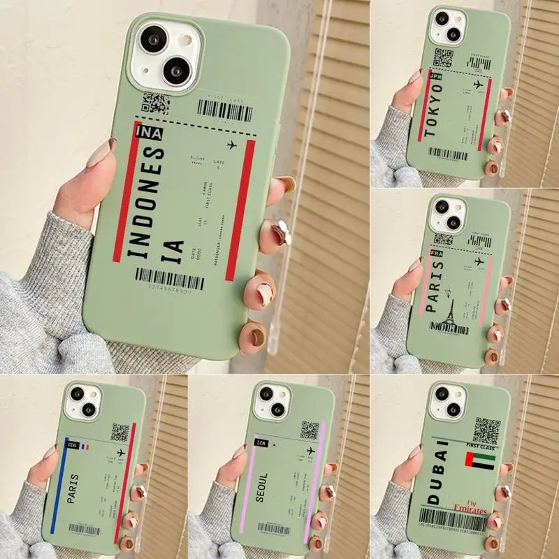 

Airplane Ticket Phone Case For Iphone 7 8 Plus X Xr Xs 11 12 13 Se2020 Mini Mobile Iphones 14 Pro Max Case