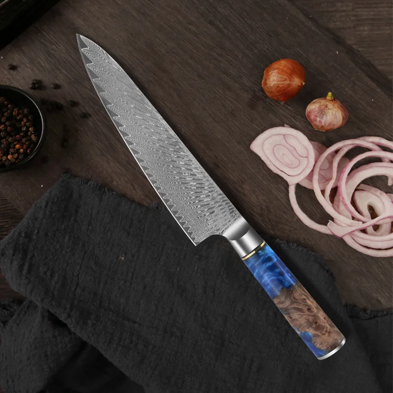 

Damascus steel 8-inch chef knife stainless steel knife home sliced knife cutting knife resin handle kitchen knife