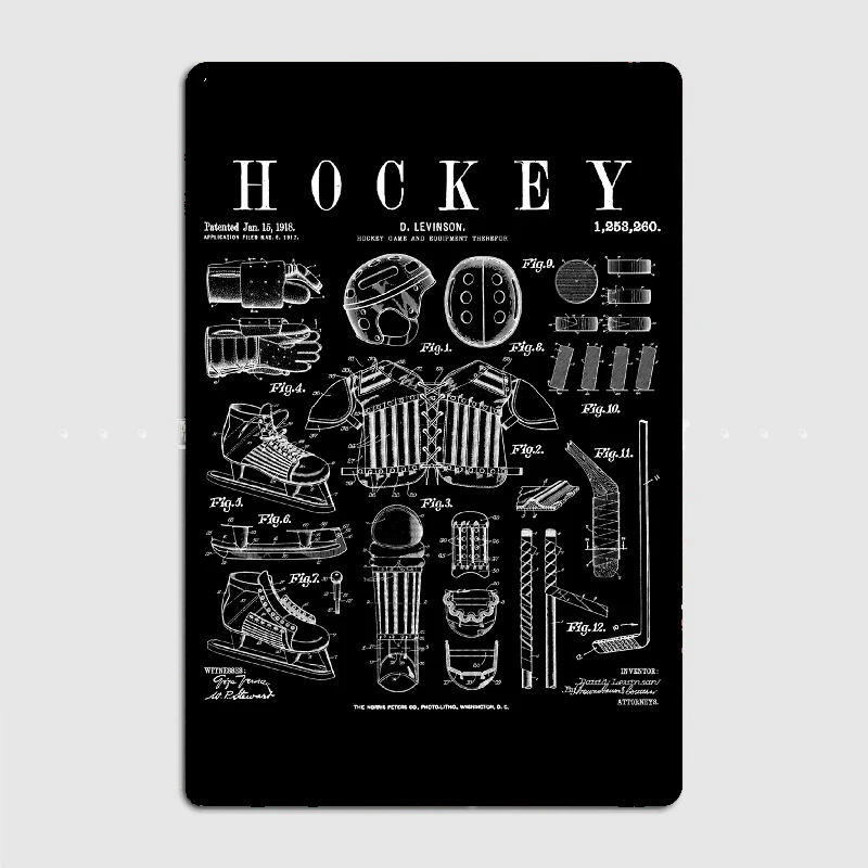 

Хоккейный плеер для зимнего спорта, винтажный металлический жестяной знак, грузовик для дома и улицы, кофейный цвет