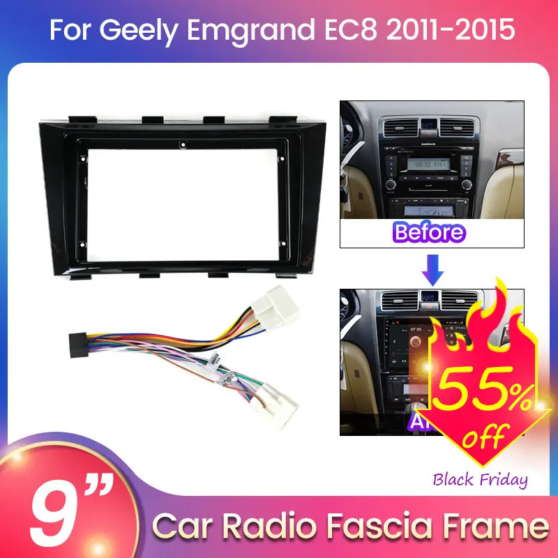 

For 9inch Host Unit 2DIN Car Radio Fascia Frame For Geely Emgrand EC8 2011 2012 2013 2014 2015 With Cable Dash Fitting Panel Kit