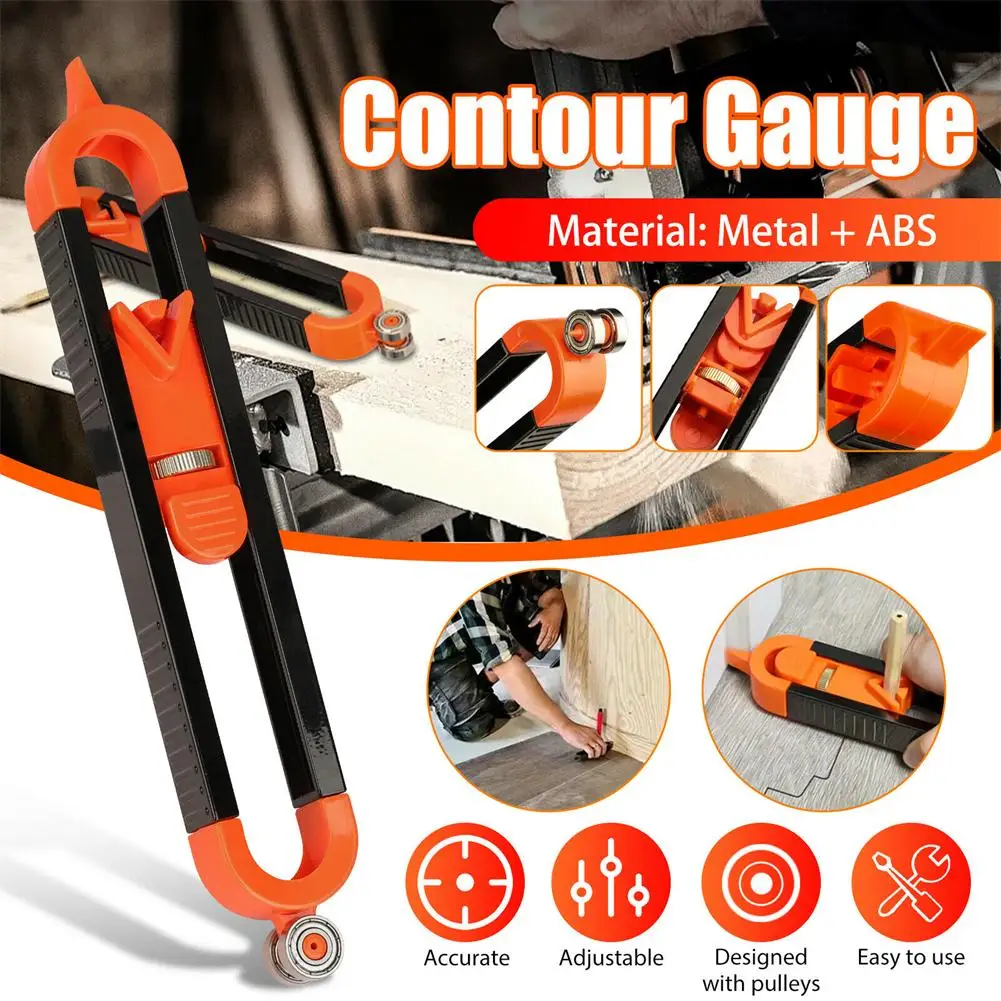 

Profile Scribing Ruler Contour Gauge with Lock Adjustable Locking Precise Woodworking Measuring Gauge Versatile Measurement Tool