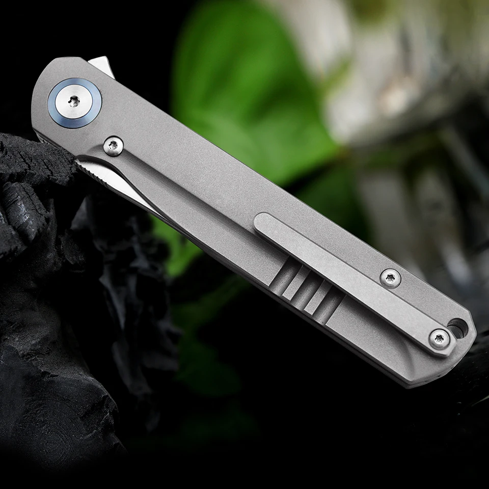 Фото Harnds ветровой складной карманный нож Flipper M390 стальное лезвие титановая ручка шарикоподшипник для кемпинга барбекю EDC подарочная коллекция №2