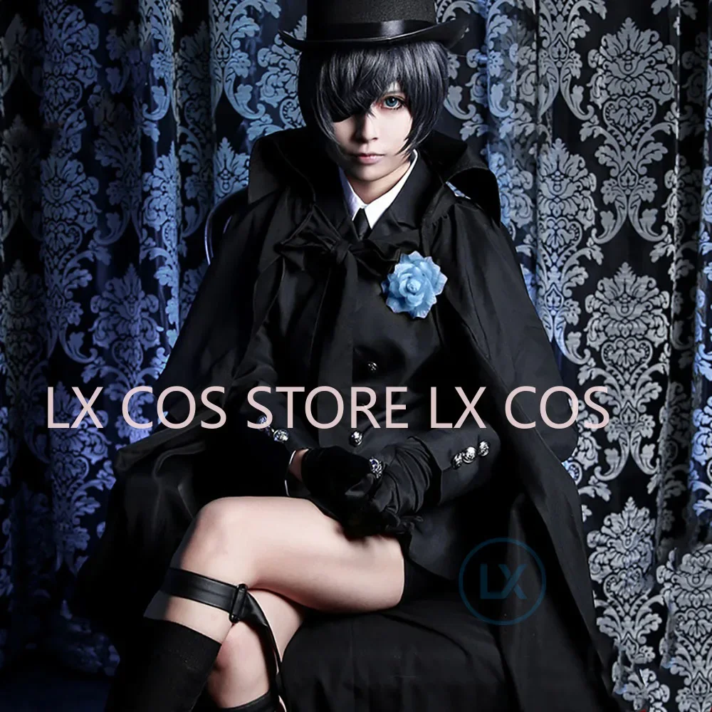 В наличии аниме Черный дворецкий Сиэль Фантомхайв похоронный косплей костюм