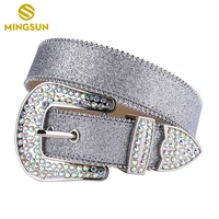 shiny silver leather belt for women vintage bling large rhinestone buckle luxury alloy diamond tail jeans belt cinto masculino