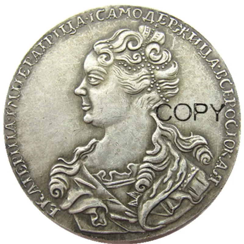 1725 г. Посеребренная копировальная монета России Poltina (#01)