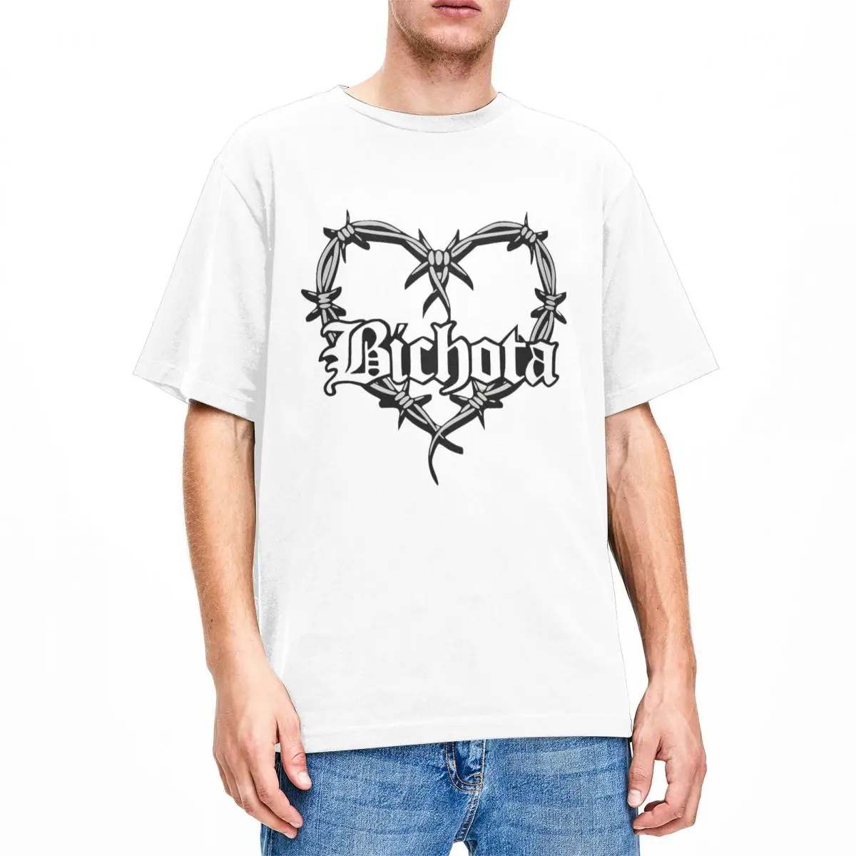 

Футболка Karol G Bichota в форме сердца для мужчин и женщин, хлопковая винтажная рубашка в стиле рэпера с круглым вырезом и коротким рукавом, классическая одежда