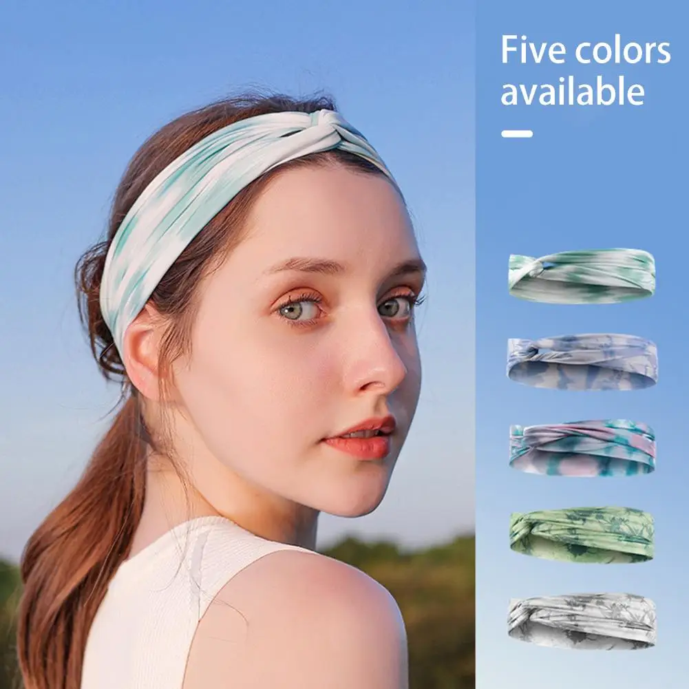 

Yoga Sport Headband High Elasticity Tie-dye Design Quick-dry Hair Band Decor Breathable Men Women Workout Sweatband for Running