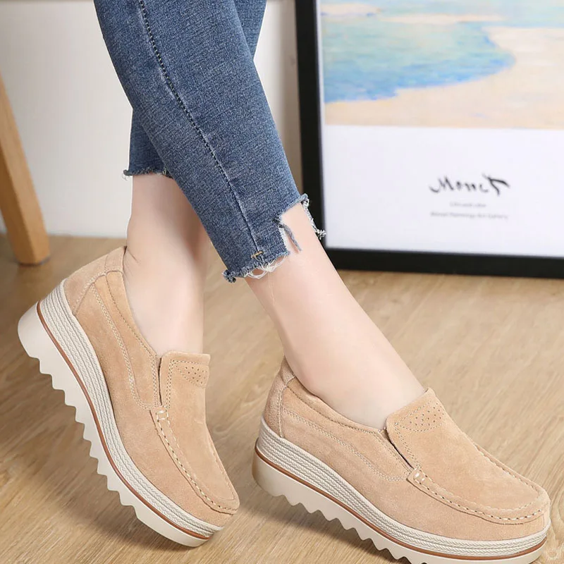 

Women Flats 2022 Spring/Autumn Platform Slip on Flats Female Sneakers Suede Ladies Tenis Loafers Casual Shoes Zapatillas Mujer