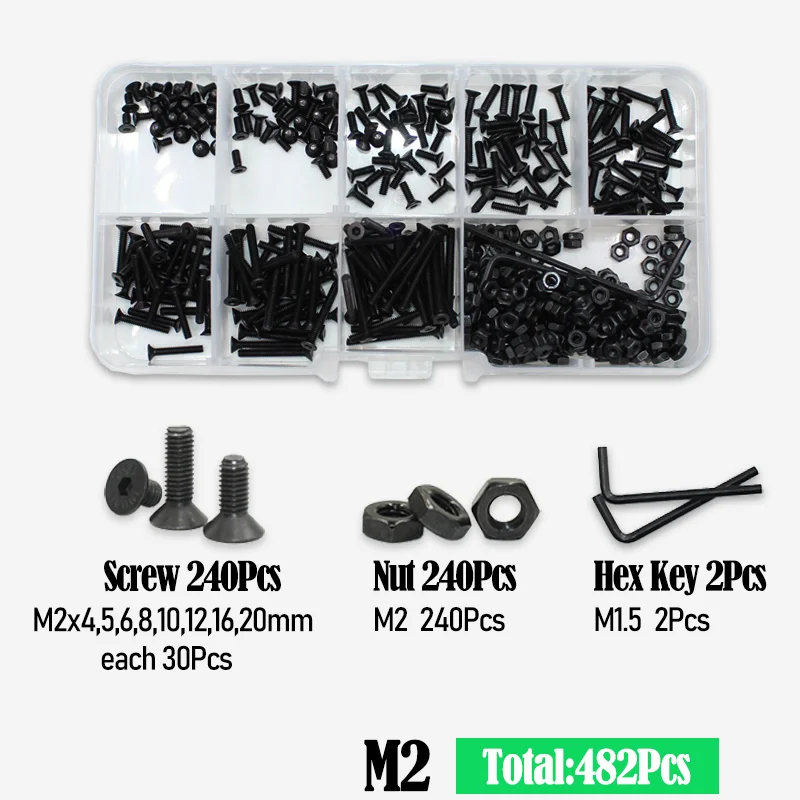 

Комплект черных винтов YMAX M2 M2.5 M3 M4 M5 M6 M8
