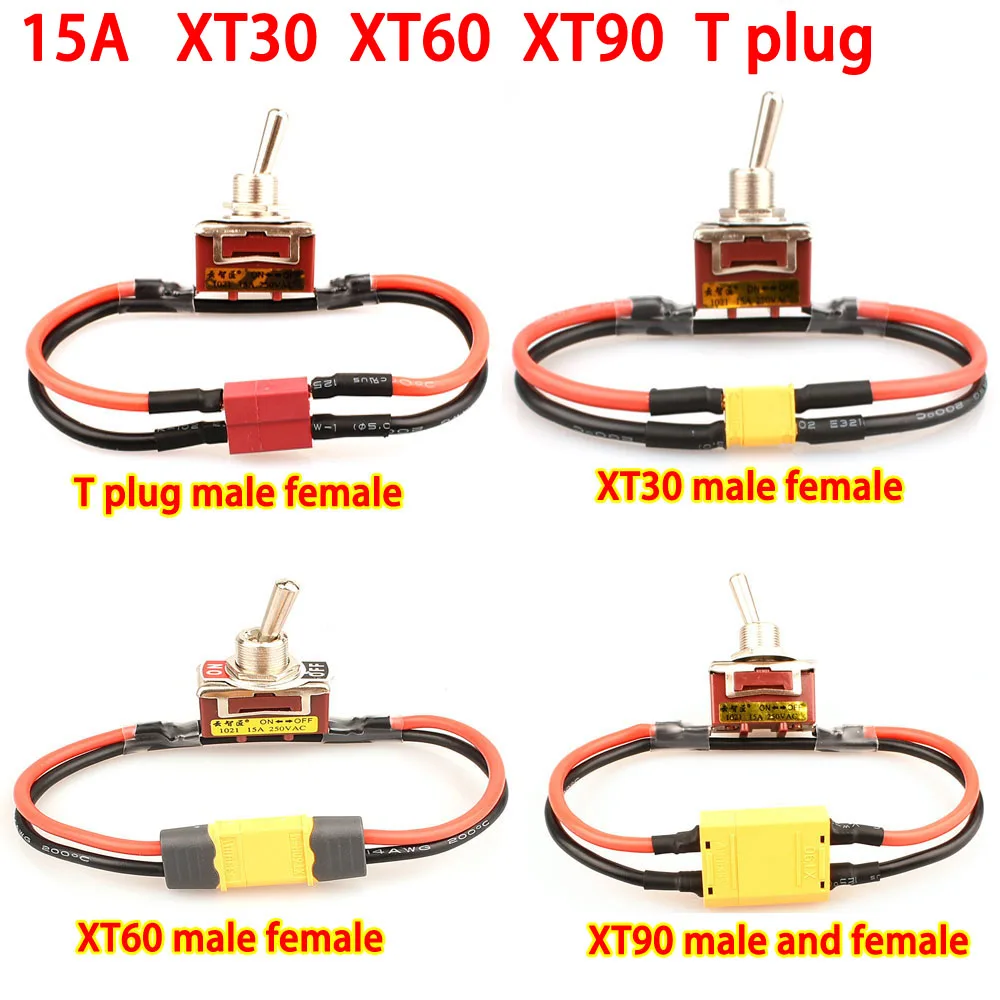 Купи 1pcs Large Current High Load Switch w XT60 XT90 T Plug Power On-off Toggle Switches for RC Airplane ESC Motor Connecting Adapter за 250 рублей в магазине AliExpress