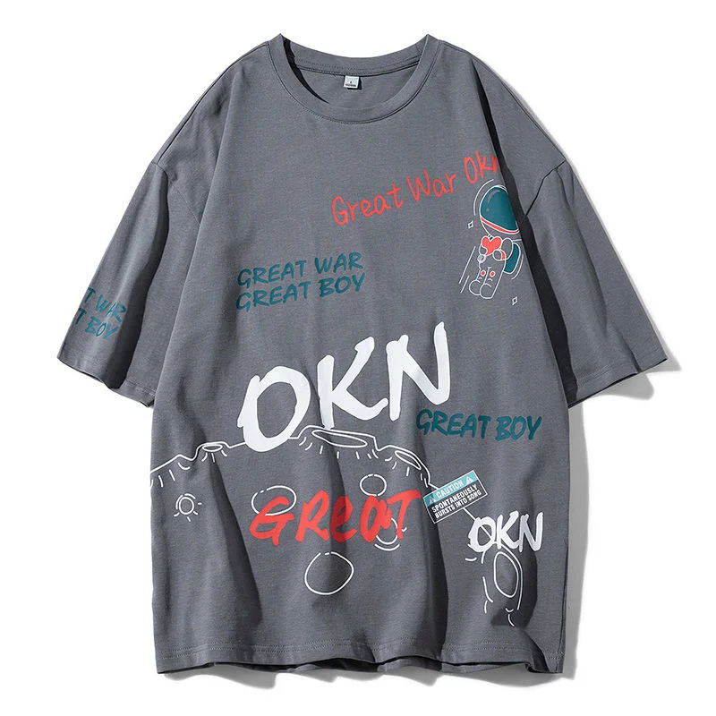 

Summer Men's Short Sleeve T-shirt Loose Lovely Alphabet Print Versatile Ins Student Pure Cotton Fashion 2022 New Trend Recommend