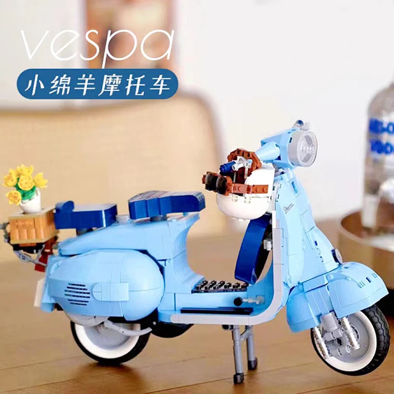 

1106Pcs Vespa 125 Roman Holiday Motorcycle Model Building Blocks Compatible MOC 10298 Assembled Bricks Kids Toys Christmas Gift