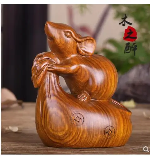

Chrysanthemum Yellow rosewood pear Rosewood carved rat furnishing pieces of real rosewood zodiac money rat cloth kangaroo feng