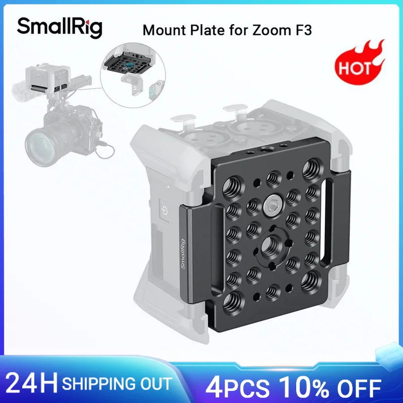 Фото Монтажная пластина SmallRig для Zoom F3 Recorde с резьбовыми отверстиями 1/4–20/3/8–16 липучками и сумкой для хранения, для крепления микрофона MD4883 №1