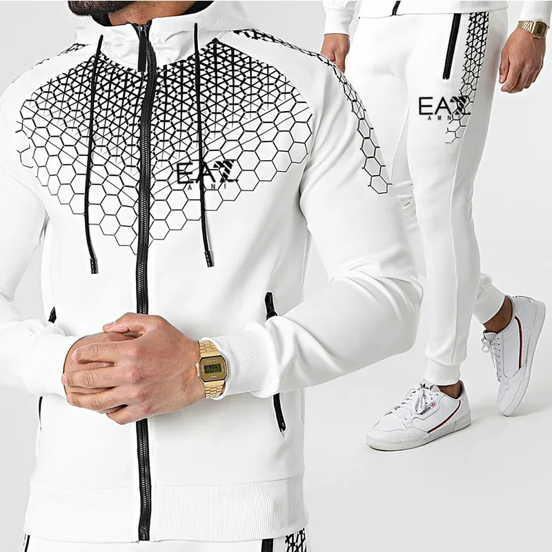 

Men Sportswear Suit Zipper Hoodie + Pants Fall Winter 2 Piece Set Casual Fleece Thickened Hoodies Tracksuit Suits Men's Clothing