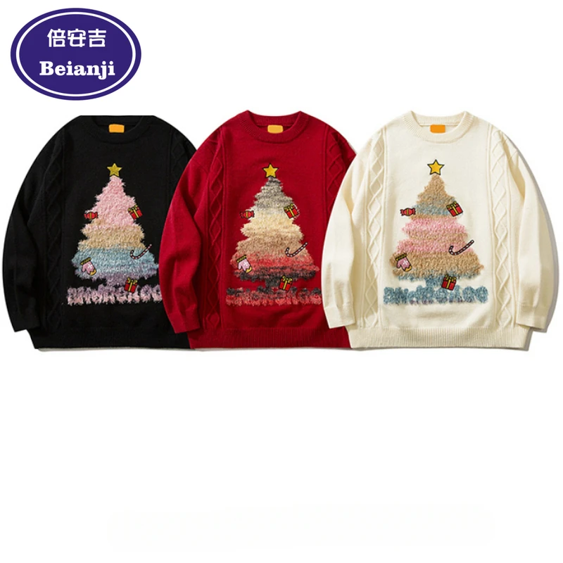 Свитер Beianji модный бренд веселая рождественская елка красный мужской и женский