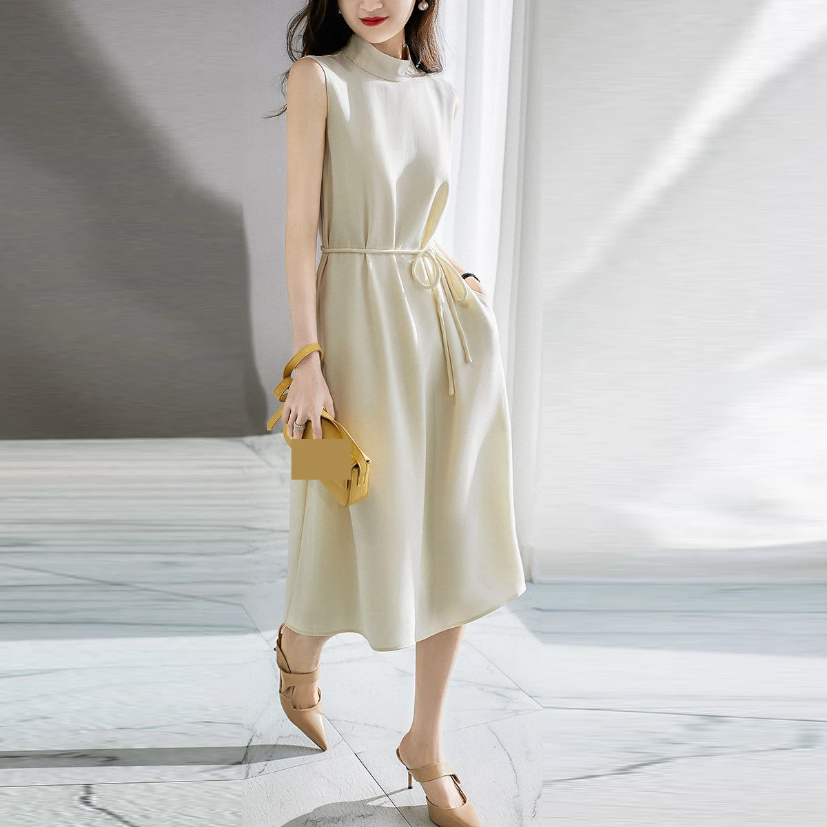 

White Triacetate Satin Dress 2022 New Summer Women's Dress High end vestido feminino dresses for women 2022